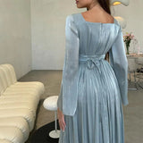 2024 Fang Collar Light Dress Slim Light Luxury Sexy Long Dress