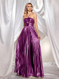 Women's Clothing Hanging Neck Dress Sexy Evening Dress Forked Sleeveless Gold Showback 8110 HZ0628