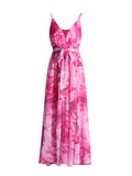 Elegant Style Dress 2025 New High-End Hanging Neck Ribbon V-Neck Print Inside The Dress