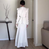 Women's Dress French V-Neck Temperament Suit Skirt High-Waisted Tie With Flowers High-Rise Half-Dress Two