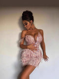 Hairy Fashion Deep V-Neck Short Dress Can Usually Wear A Small Name Dress