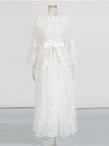 Retro Wind Collared Diamond Splicing Dress 2025 New Women's Summer Lace Yarn Dress