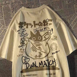 Cotton Short-Sleeved Cartoon Trend Couple T-Shirts And Men And Women Trendy Brand Loose High Street Half-Sleeve DJPT