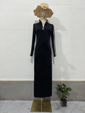 Hips Light Cooked Wind Comfortable And Casual Body Slim Thin Long Sleeve Pull-And-Slung V-Neck Dress
