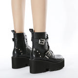 And Winter New Thick-Bottomed Thick High-Heeled Fashion Nightclub In Front Of The Metal Side Buckle Short Boots Children High Quality Shoes