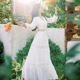 Tibet Tourism Wearing Skirt Heavy Industry Hollow Design White Dress Seaside Sanya Travel Beach Dress