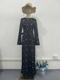 Autumn New Fashion Temperament Long-Sleeved Body Lotus Leaf Side A-Shaped Dress Dress