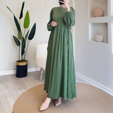 Women's Autumn 2024 Muslim Round Lantern Sleeve Elegant And Comfortable Dress