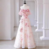 Flower Evening Dress 2025 New Bridal Toast Dress Shoulder Senior Art Exam Host Dress Woman