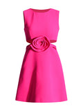 Small Sexy A-Dress 2025 New Round-Neck Sleeveless Design Lumbar Three-Dimensional Flowers Short Dress Dress Woman