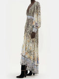 Autumn Niche Brand Middle East Dubai Famous Sexy V-Neck Personality Leopard Print Flowing Dress