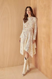 Autumn New Round-Neck Long-Sleeved Irregular Dress Type Hole Design Hollow Waist Short Dress Woman