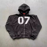Trend Street Loose Sweatwear Suit Men And Women's Hip-Hop Sports Zipper Hoodie Trousers Set DJPT