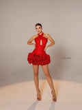 Female Sha Cloth Flower Lace Hanging Neck Sexy Ass Skirt High-End Famous Lady Beautiful Bandage Skirt