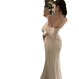 One-Word Shoulder Dress Female Spring And Autumn Dress High-End Feeld With The Evening Dress Waist Temperament Fishtail Dress