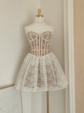 A line Spaghetti Straps Lace Holiday Dress Travel Vacation Dresses Short Birthday Dress SD1263