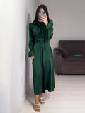 2024 New Waist-Skinny Strap Solid Color Long-Sleeved Dress Design Dress Dress Woman