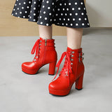 Size Size Women's Shoes Women's Boots Coarse Heel High Heel Short Boots Lace Martin Boots Autumn And Winter Women's Boots High Quality Shoes