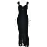 Spring And Summer Slings Splicing Dress Stylish Sexy Tatry Folded Fishtail FD9738 HZ0628