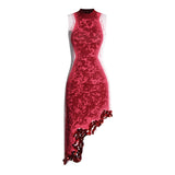 Bag Hip Babes 2025 Summer New Round Collar Gradient Prints Under The Pendulum Dress Woman