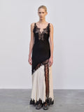 Famous Style Retro Dress 2025 Summer New Sling Lace Splicing Hollow Design Dress Dress Dress