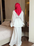 2025 Warm Elegant Noble Long Sleeve Top Comfortable Long Dress Suit Woman