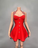 French Hanging Neck Banding Dress Beautiful High-End Feel Party Small Dress