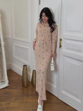 2024 Women's Two Sets Of Breathable Casual Collar Flower Print Dress