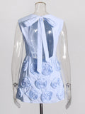Temperament Famous Wind Dress 2025 New Sleeveless Tie Three-Dimensional Splicing Flowers Repair Dress Dress Woman