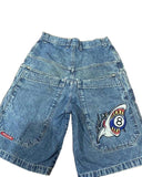 Vintage Loose Denim Shorts Men Harajuku Punk High-Waisted Denim Shorts Men's Loose Tide DJPT