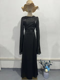 2024 Splicing Glass Yarn Sleeve Long Lint Repair Dress