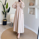 Women's Autumn 2024 Muslim Round Lantern Sleeve Elegant And Comfortable Dress