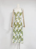 New Sling With Brated Flowers Decorated With Hollow Long Dress Women