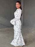 2025 Gentle Wind Small Fresh Flowers And Leaves Side Long Repair Dress