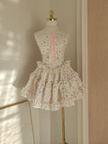 A line Strapless Floral Holiday Dress Travel Vacation Dresses Short Chiffon Birthday Dress SD1262 HZ0628