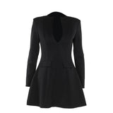 Autumn 2025 New Bag Ass Dress Temperament Sexy Body-Dress V-Necked Long-Sleeved Dress Woman DJPT
