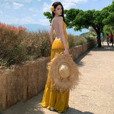 Holiday Style V-Neck Hanging Neck Top Skirt Half Dress Two Sets Of Women's Summer Beach Beach Skirt