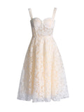 Famous Wind 2025 Summer New High-End Sense Long Three-Dimensional Chest Mat Fish Bone Embroidery Dress