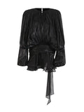 Dress 2025 Spring And Summer New Loose Long-Sleeved Sexy T-Shirt With Ribbon Dress Woman