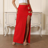 Fashion Three-Dimensional Flower Banding Half-Body Skirt Sexy Open Party Half-Dress Skirt