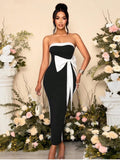 Bow Bump Color With Chest With Dressing Dinner High-End Feel Beautiful Evening Dress