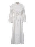 Temperament Fashion Elegant Style Dress 20254 New Collar Heavy Industry Embroidery Lotus Edge Lace Long