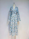 Beautiful Floral Dress Niche Design Super Fairy Pink V Collar Folds Waist Dress French 2024
