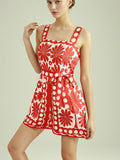 Casual Wind 2025 New Printed Sleeveless Button Tie With Short Broad Leg Jumpsuit Woman