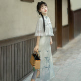 Empty Mountain New Rain Hanfu Women's Chinese Style To Improve The Daily Chinese Elements Cheongsam Dress Set 8689