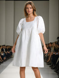 Temperament Fresh Sweet Style Dress Spring 2025 New Gentle High-End Collar Bubble Sleeve Short Dress Woman
