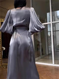 Lantern Sleeve Long-Sleeved Vertinands In Autumn And Tying Dresses For Women