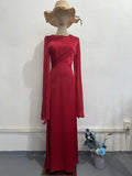 2024 Splicing Glass Yarn Sleeve Long Denwear Dress