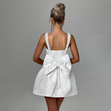 Spring 2025 New Bag Ass Dress Famous Style Temperament Sexy Collar Bow Dress DJPT
