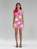Fashion Niche Three-Dimensional Decorative Dress 2025 New Flower Slim Round Neckless Midsleeveless Mid-Dress